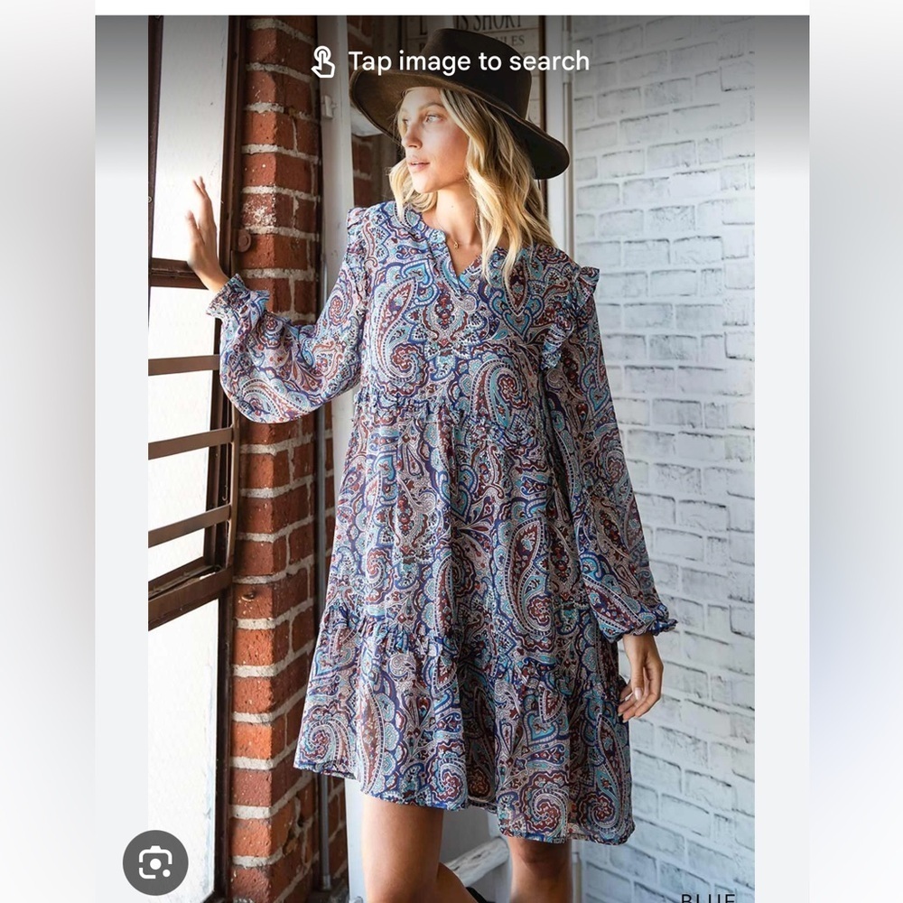 Penningtons Montana Paisley Chiffon Dress size 26 Boho comfortable baby  doll